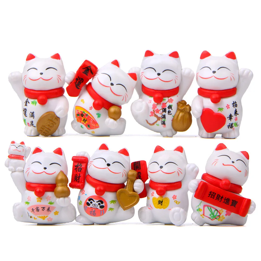 8 шт./лот милые Мультяшные счастливые кошки модель фигурка игрушка ПВХ сделай сам