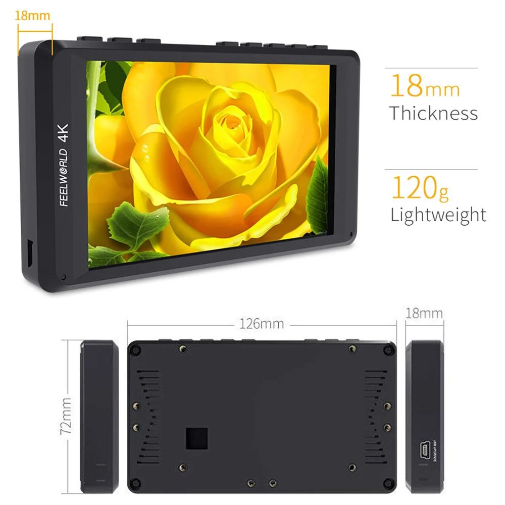 Feelworld FW450 дюймов 4 5 DSLR камера поле мониторы ips Малый HD 1280x800 К к HDMI вход выход легкий