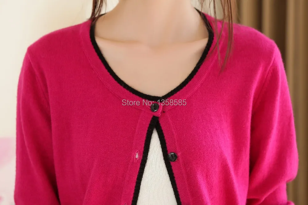 Женский кашемировый шерстяной свитер облегающий кардиган с О-образным вырезом