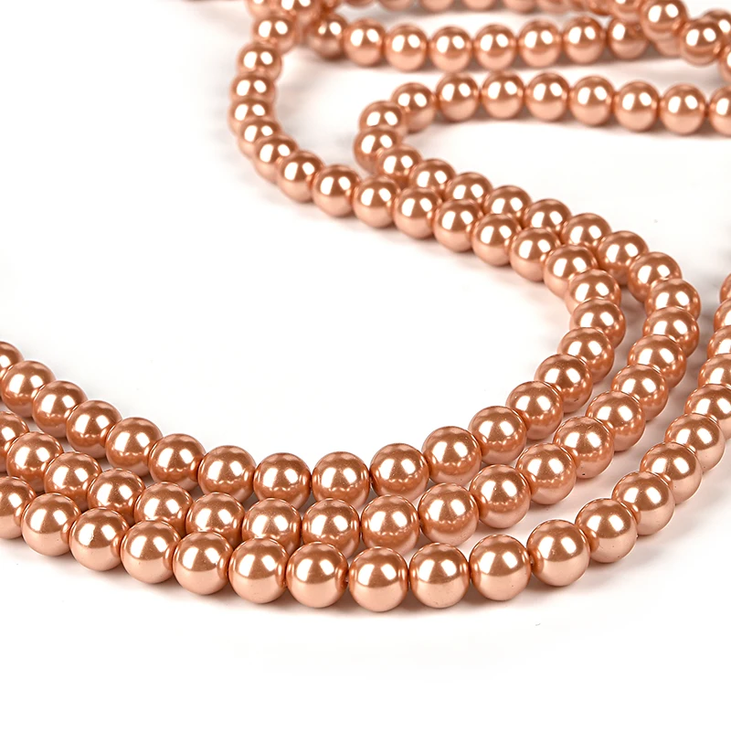 Многослойное оранжевое круглое ожерелье с имитацией жемчуга 8 мм три ряда