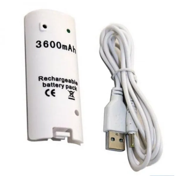 Белый 3600mAH перезаряжаемый зарядный кабель для Nintendo Wii Пульт дистанционного