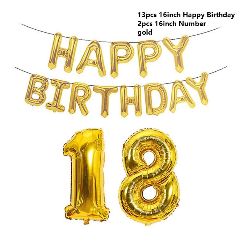 New 16inch Rose Gold Number Letter Foil Balloons Birthday Party Ballons 18/30/40/50/60th Adult Decoration Balloon | Дом и сад
