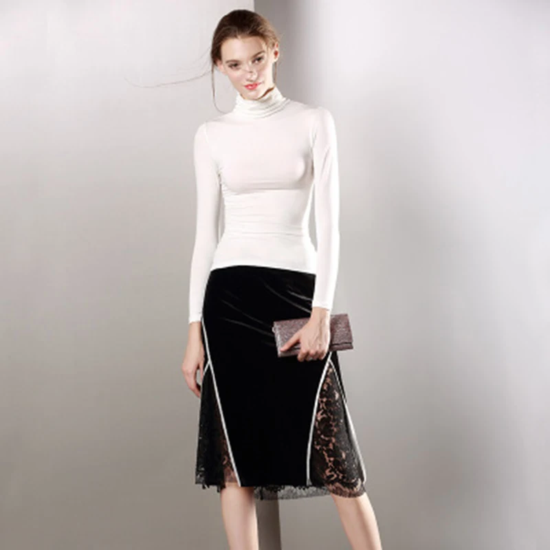 Женская футболка из модала с коротким рукавом и воротником стойкой