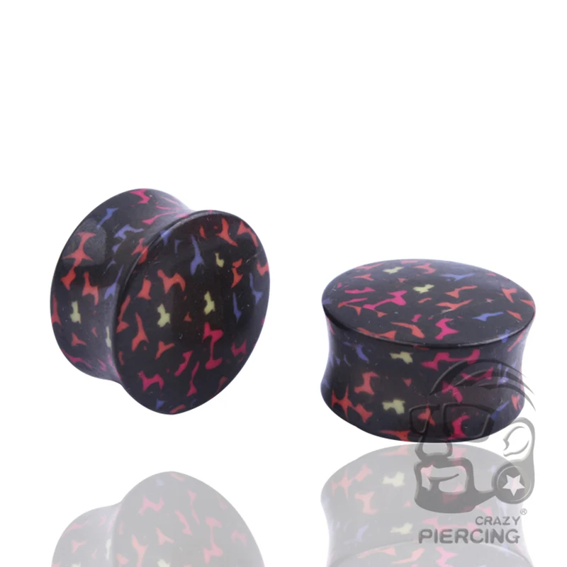 1 pair Colorful Dot Acrylic Screw Gauges Flesh Ear Tunnels Plug Stretcher Expander Earring 6-16MM body jewelry | Украшения и