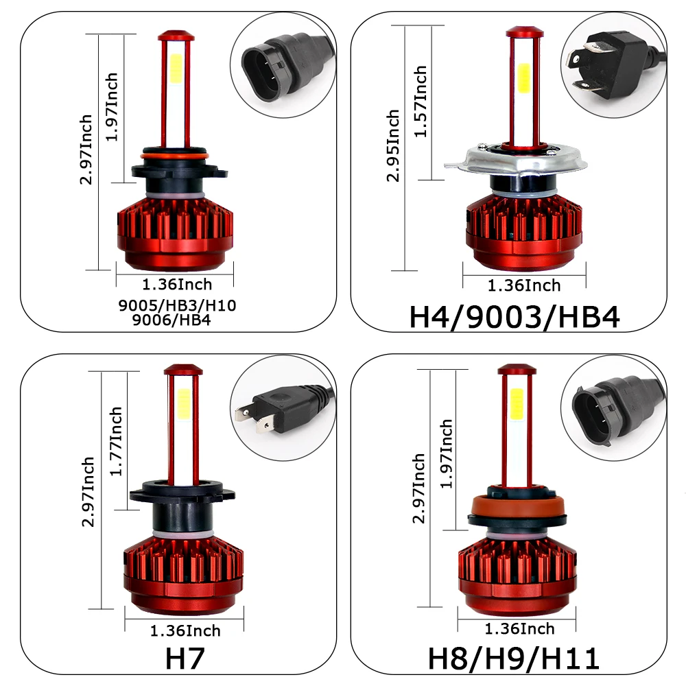 4 сторонний дизайн 12000lm лампы для фар H7 светодиодные H4 Led 9V 12V 24V 36V автомобиля H8 H9 H11