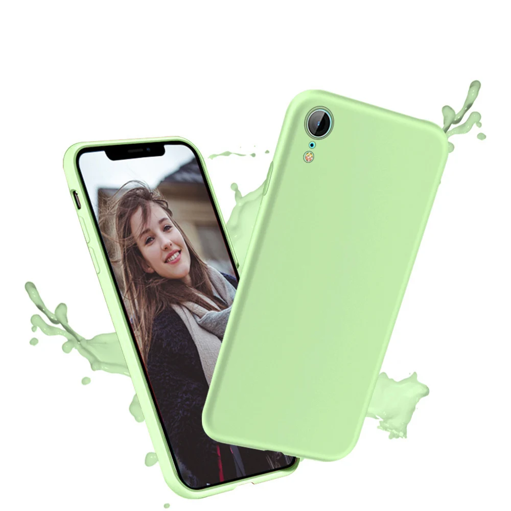 Тонкий мягкий чехол для iPhone 7 8 6 6s Plus жидкий силиконовый простой карамельный цвет X