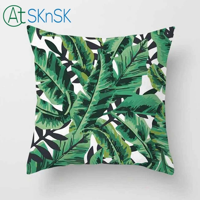 

2 pcs/lot 45x45cm home textile fashion tropical plants printed cushion case pillow cover square pillowcase home decorative