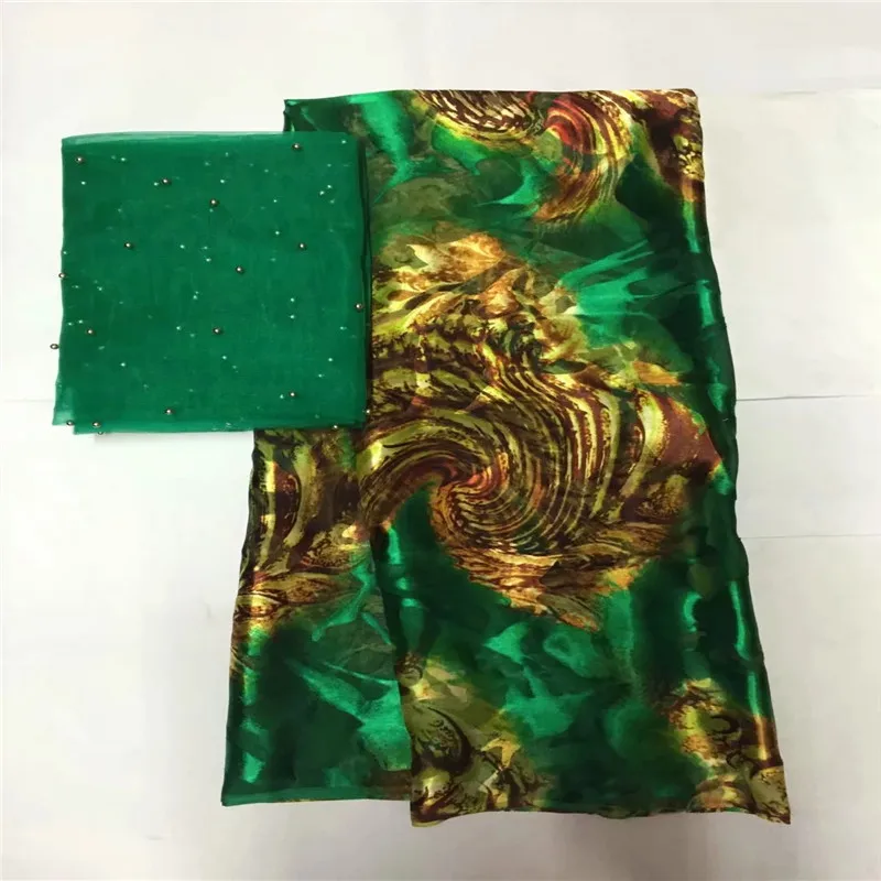 High quality silk fabric for lady dress embroidered george silk fabric African metallic silk fabric 114cm/8mm 5 yards lxe111583 - Цвет: same as picture1