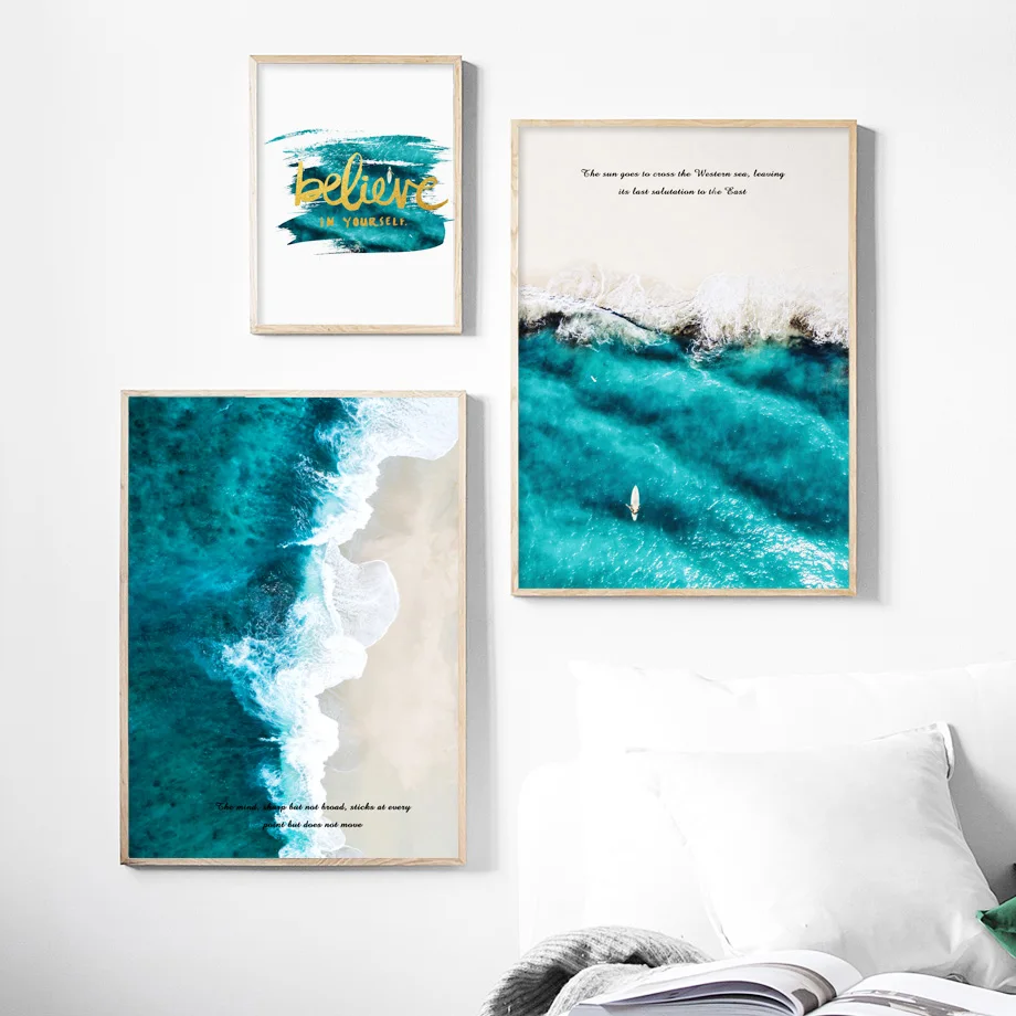 Настенная картина с изображением пейзажа синего моря пляжа верьте настенные