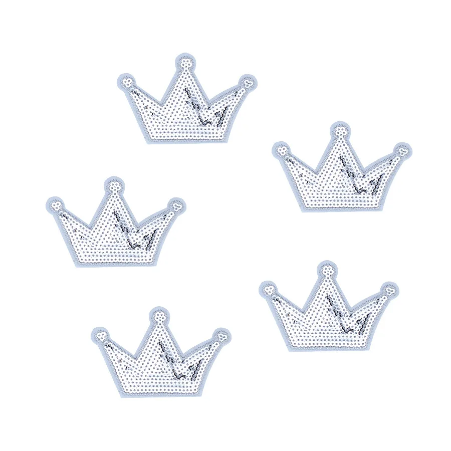 5PCS Bling Crown Sequin Patches for Clothing Shoes Iron on Transfer Applique Patch Clothes Bags DIY Sew Embroidered Badge | Дом и сад