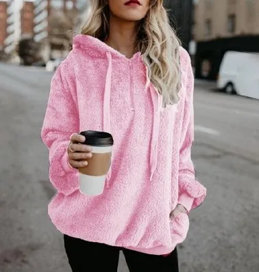 2020 Warm Hooded Sweater Women Thick Pullovers Outerwear Long Sleeve Womens Oversized Jumpers Pull Femme | Женская одежда