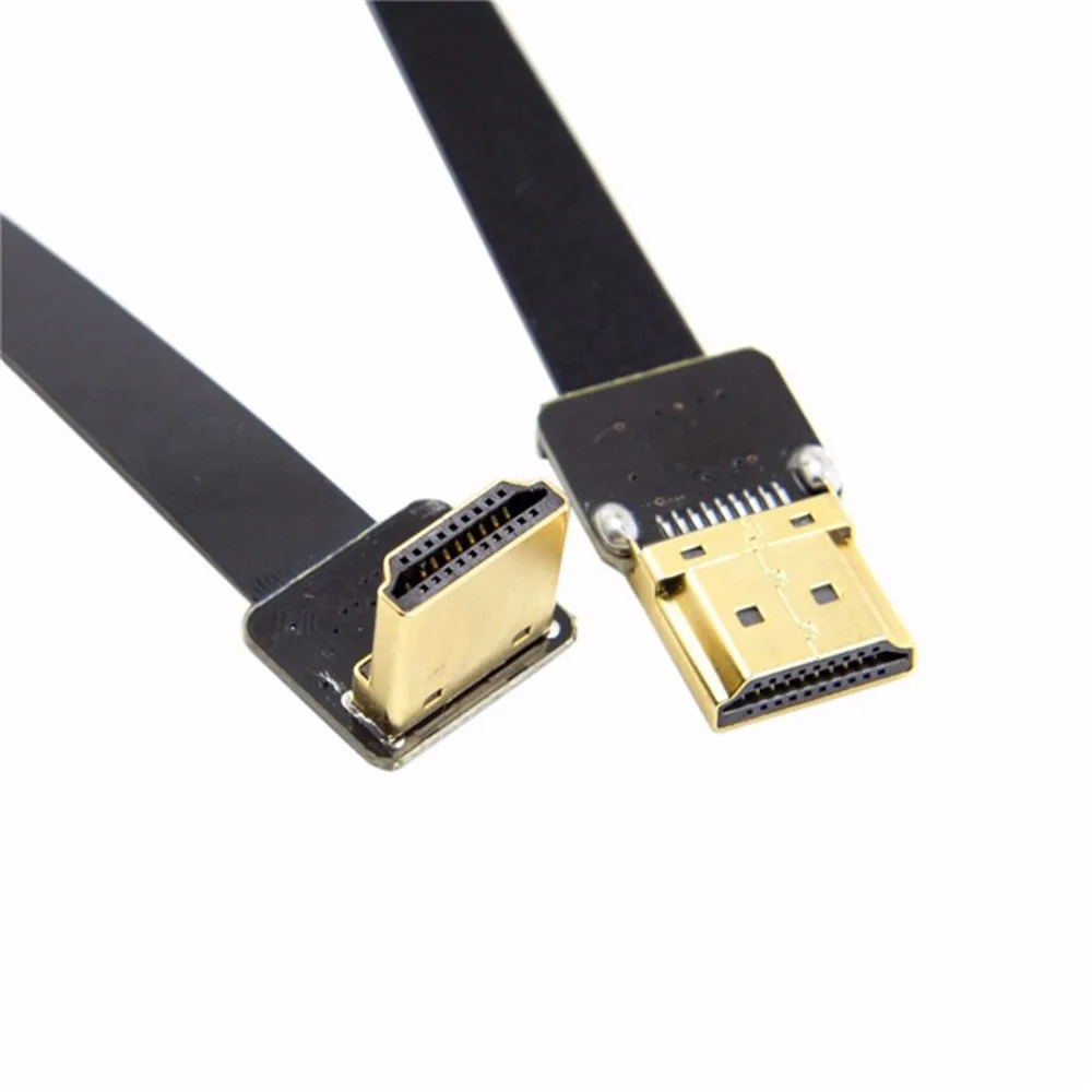 FPV HDMI совместимый тип A папа вниз Угловой 90 градусов HDTV FPC плоский кабель для