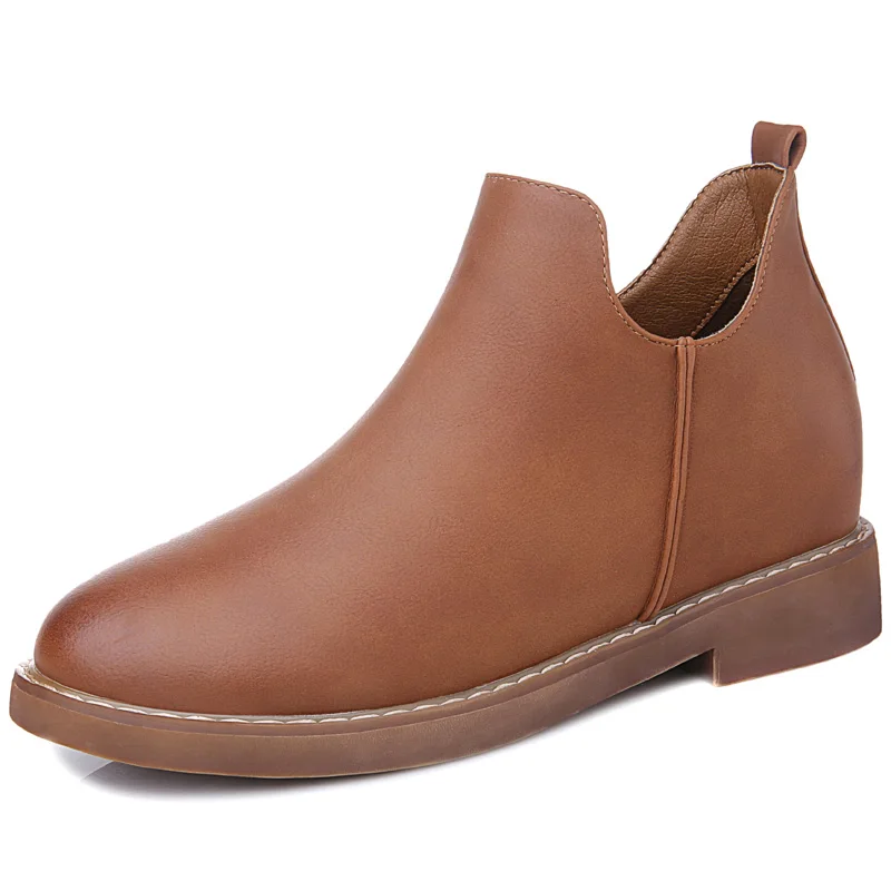 IVG Осень Зима Короткие Плоские Каблуки Обувь Из Натуральной Кожи Мартин Сапоги