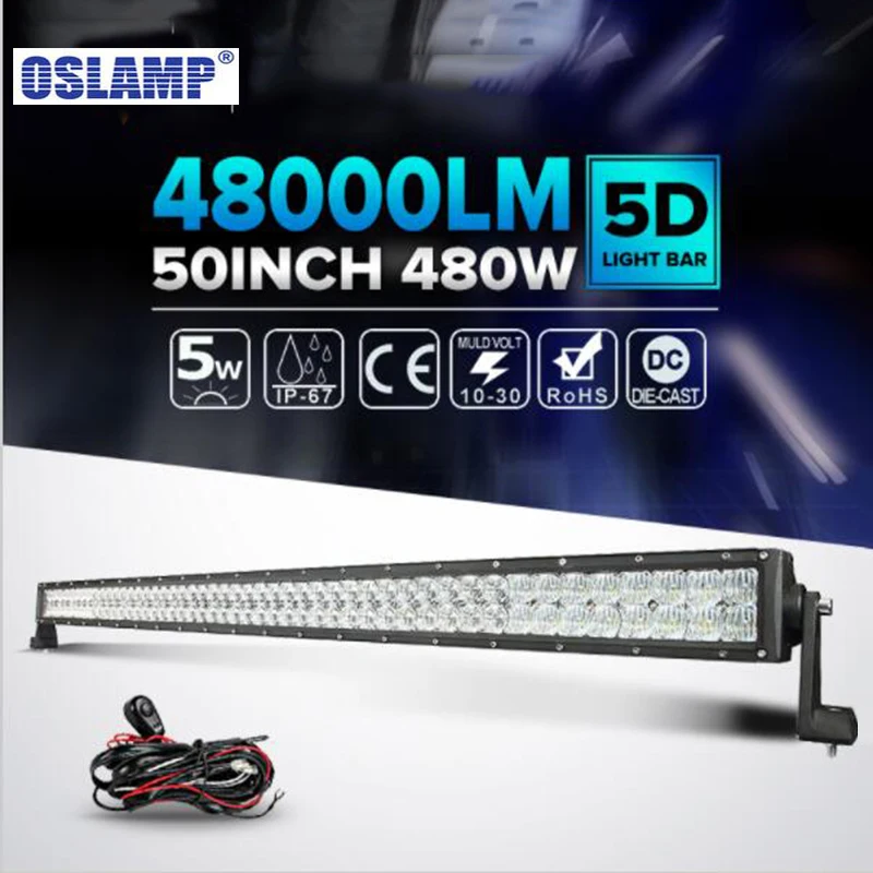 Oslamp 50 дюймов 480 Вт светодиодные чипы прясветильник вая балка точечный + прожектор