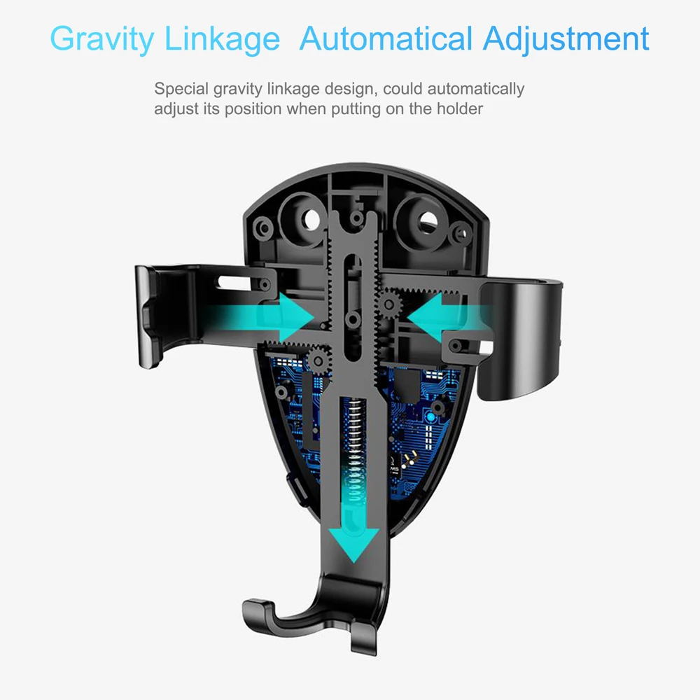 Wireless Charger Gravity Car Holder Stand For iPhone XS Max XR Auto Lock Bracket Mount Qi Samsung Note9 | Мобильные телефоны и