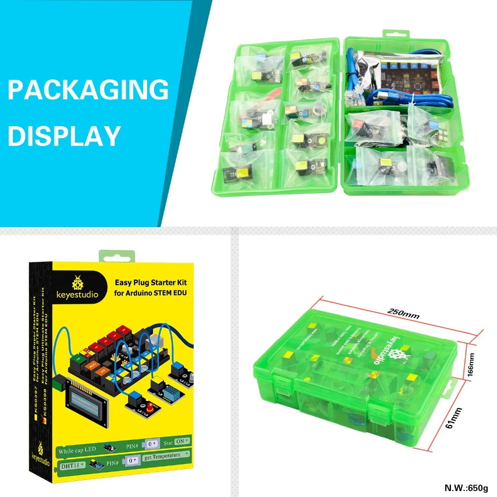 Keyestudio EASY plug стартовый Обучающий набор для Arduino STEM EDU совместимый с Mixly Block |