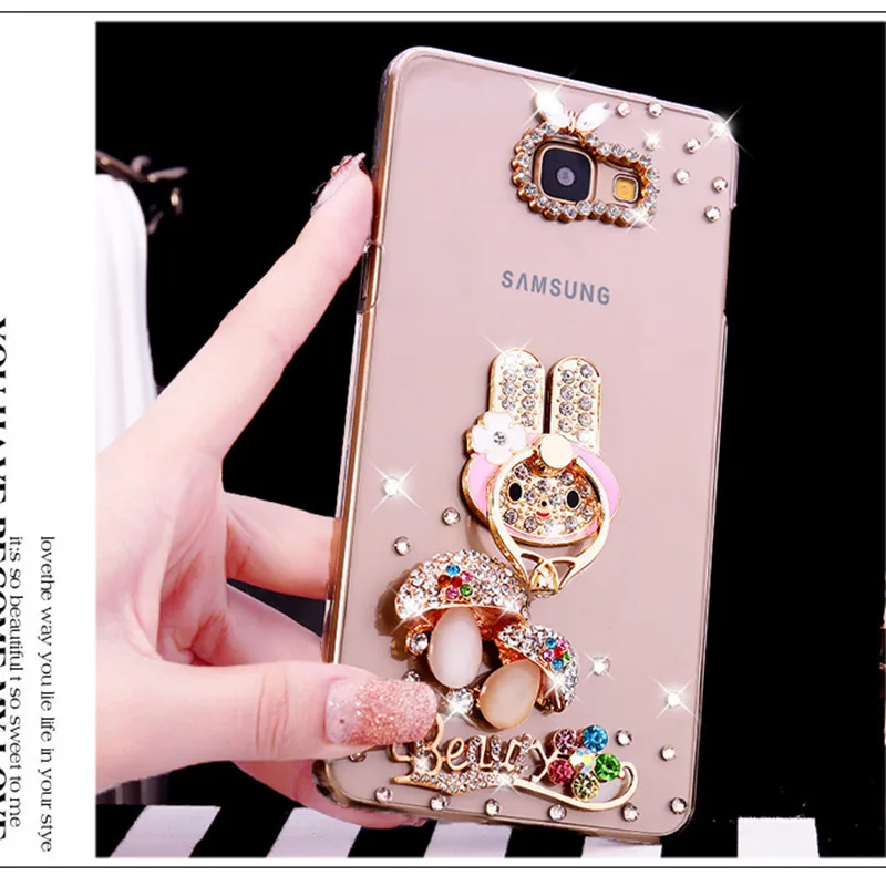 Fashion Crown Bling Diamond Crystal Case For Samsung Galaxy A6 A8 Plus Note 9 8 5 J4 J6 J8 2018 With Finger Ring Cover | Мобильные