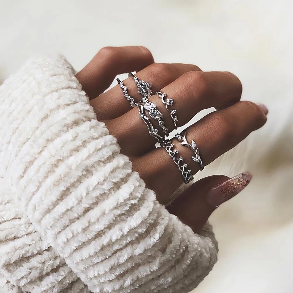 7 шт./компл. простой серебристый цвет корона лист глаза геометрический Кристалл