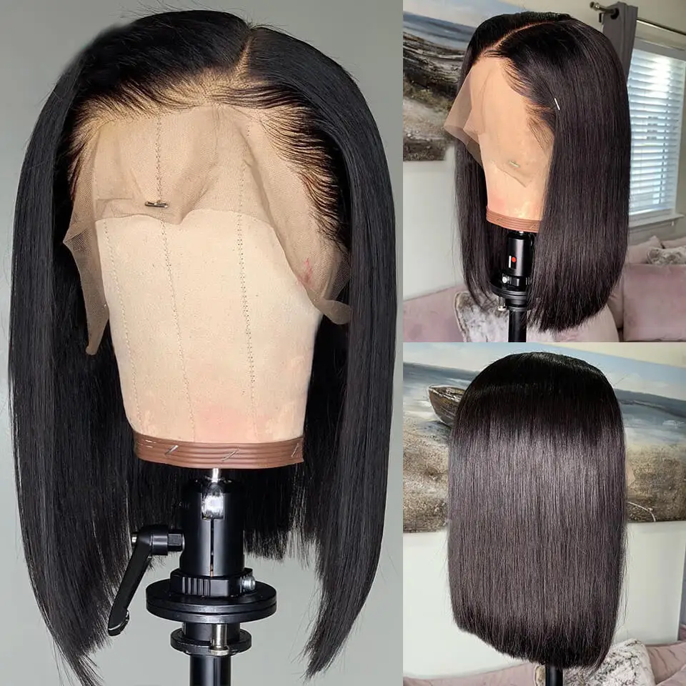 Eseewigs 13x6 прямые человеческие волосы парики на кружеве черные женские глубокие пробор парики с детскими волосами предварительно сорванные бразильские волосы remy
