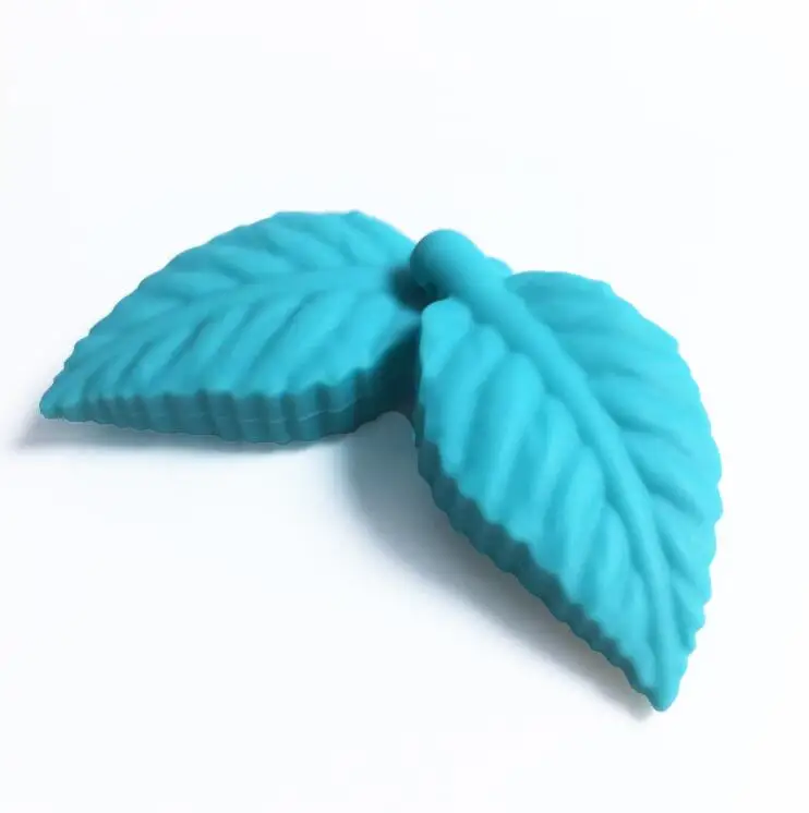 turquoise 20 шт./партия, силиконовые бусины, дерево, лист, еда, класс, Детские Жевательные свободные бусины, кормящие BPA бесплатно, высококачественный силиконовый Прорезыватель для зубов, игрушка - Цвет: turquoise