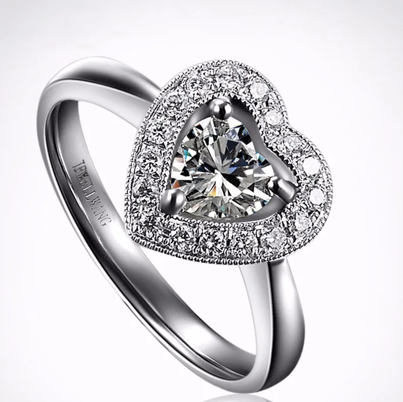 Ювелирное кольцо Moissanite Deluxe 0.5ct сертифицировано FG/vvs1 обручальные кольца для женщин сердце алмаз боковая камень