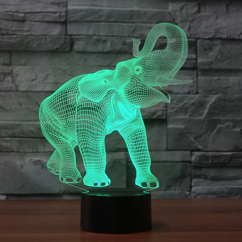 Светящийся слон 7 меняющихся цветов 3d иллюзия ночника|night lamp|3d illusionillusion lamp |