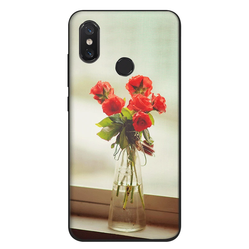 Черный силиконовый чехол из ТПУ для Xiaomi Redmi Note 4 4X5 6 5A Pro Prime Цветы Роза Пион |