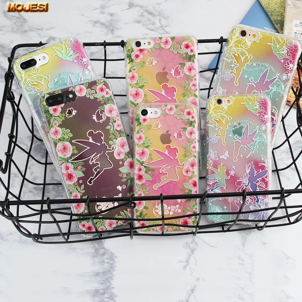 For IPhone6 6Plus Case Tinker Bell 3D Embossment Hang Rope IPhone7 7Plus Colored Drawing The Rose Fairy |
