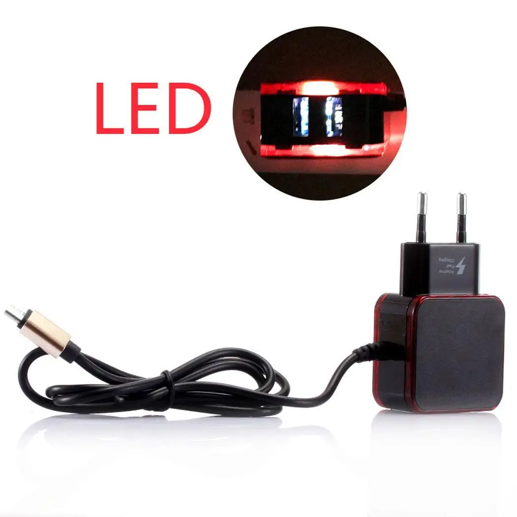 2 порта USB зарядное устройство для путешествий с общим светодиодным освещением