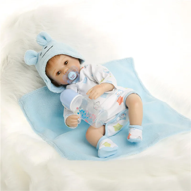 SanyDoll 16 дюймов 40 см силиконовые куклы для новорожденных реалистичные милый синий