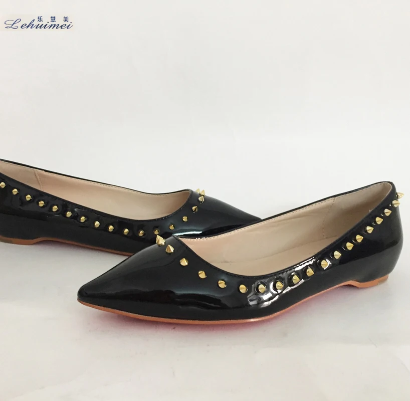 Женские туфли на низком каблуке с заклепками и острым носком|women flats|fashion flatsflats