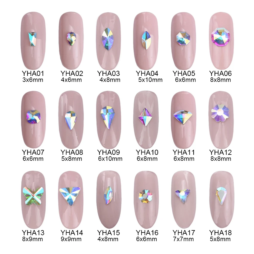 10 шт. Блестящие кристаллы 3d дизайн ногтей плоская задняя Стразы для украшения