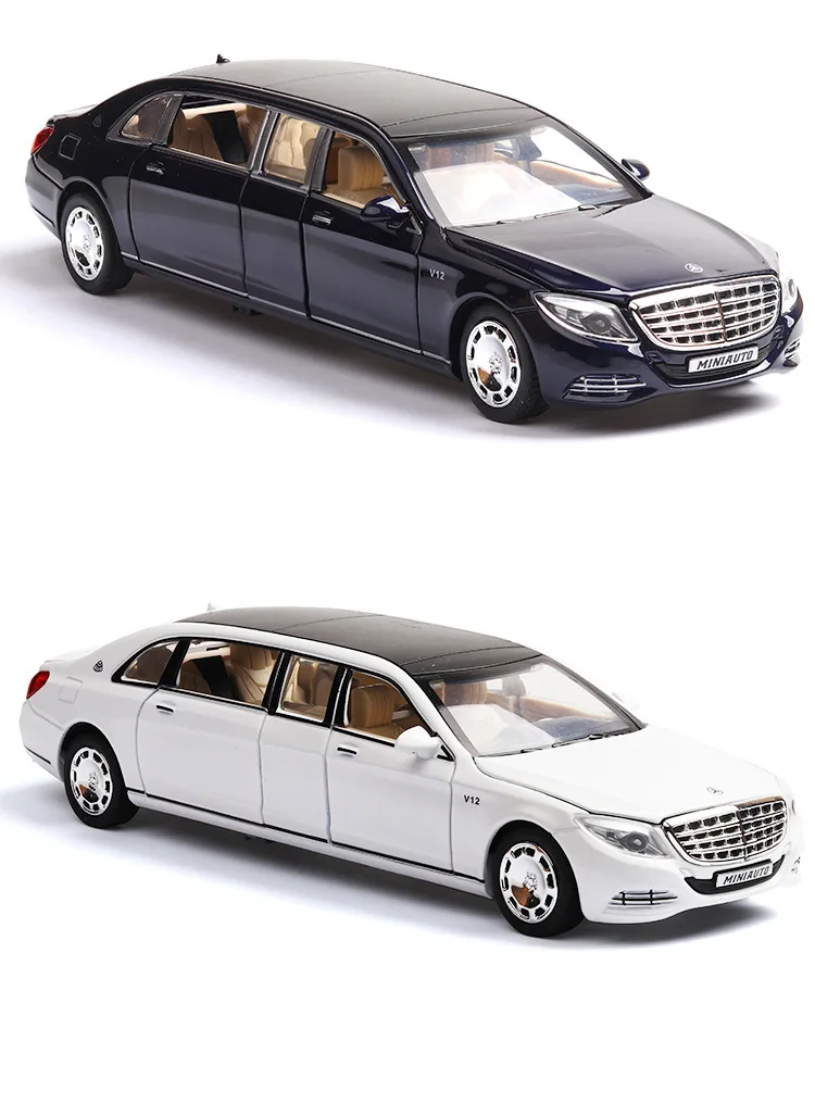 1:32 игрушечный автомобиль Benz Maybach s650 модель автомобиля из сплава 6 открытая дверь расширенная версия модель машины звук и свет оттяните назад автомобиль