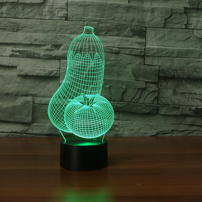 Овощи LED 3D лампа баклажаны томаты форма RGB ночник красочный настольный светильник