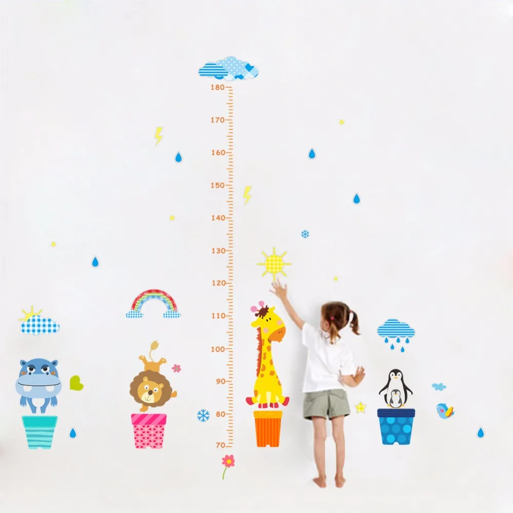 Мультфильм Жираф животных высота диаграмма настенные наклейки для детской