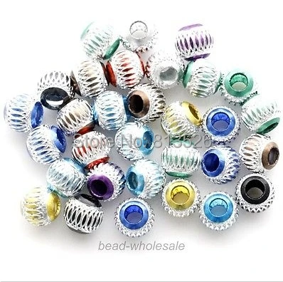 OMH оптовая продажа 100 шт смешанные цвета алюминий Выгравированная бусина