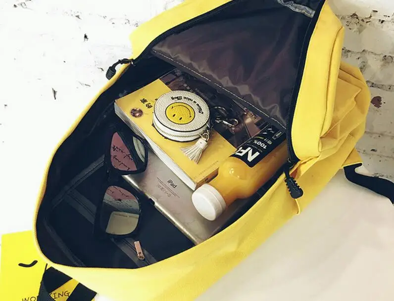 Модный холщовый рюкзак с принтом смайликов школьные ранцы для девочек