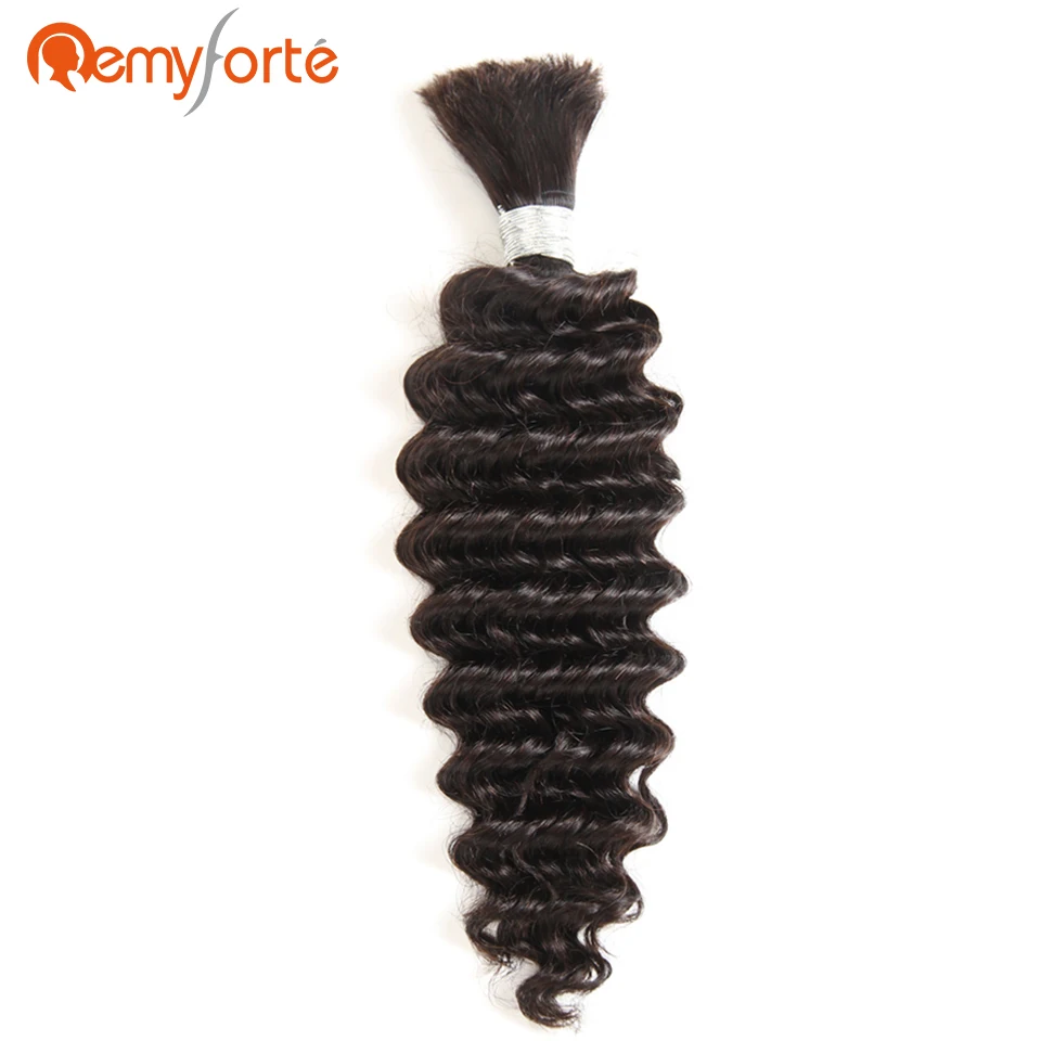 Remy Forte Hair No Weft Crochet Braids Human 10 To 30 Inch Natural Color Brazilian Deep Wave Bulk For Braiding | Шиньоны и парики