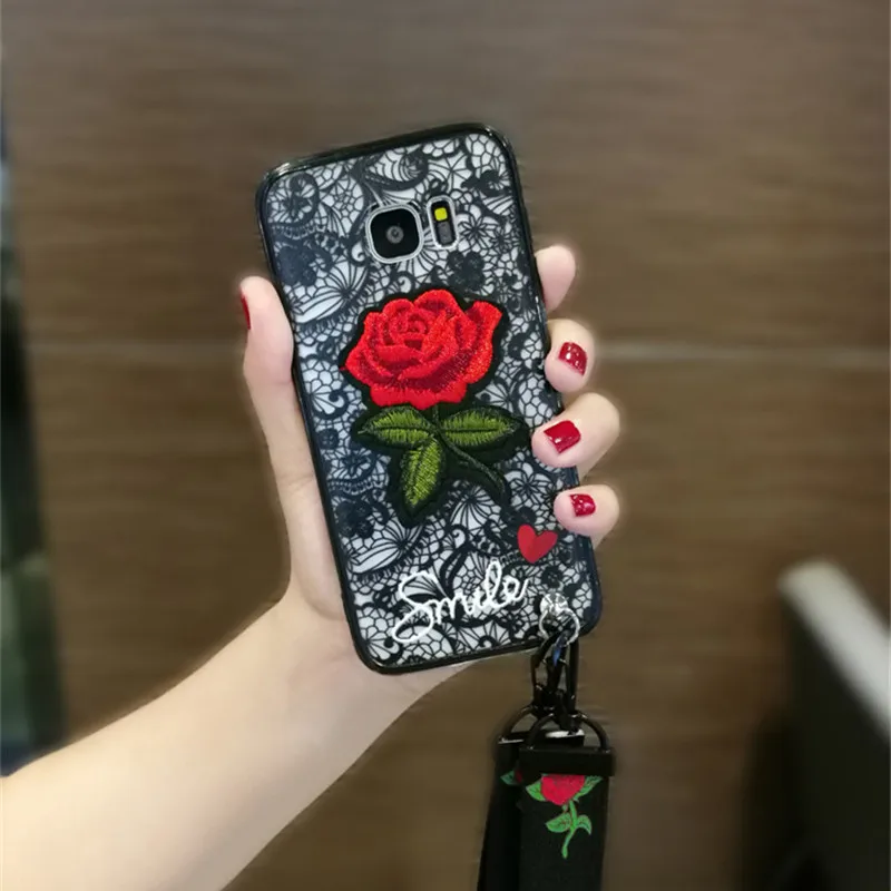 Чехол для телефона Samsung S10E S9 S8 Plus S7 S6 edge Note 3 4 5 8 9 Рельефный цветочный кружевной