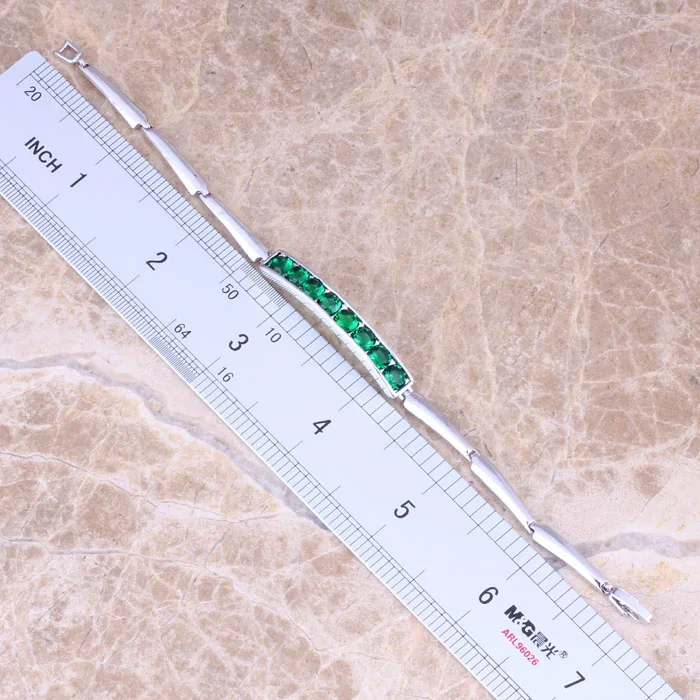 Noblest зеленый кубический цирконий посеребренный звеньевой браслет-цепочка 7 3