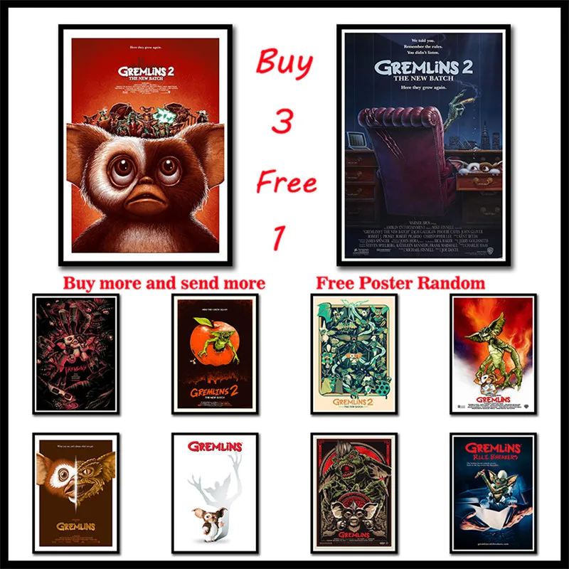 Постеры Gremlins из фильма ужасы бумажные настенные наклейки с белым покрытием для