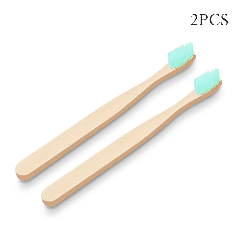 2Pcs Green Pooypoot дорожная бамбуковая зубная щетка мягкая зубная щетка со щетиной для отбеливания зубов портативная зубная щетка экологически чистые товары для ухода за полостью рта - Цвет: 2Pcs Green