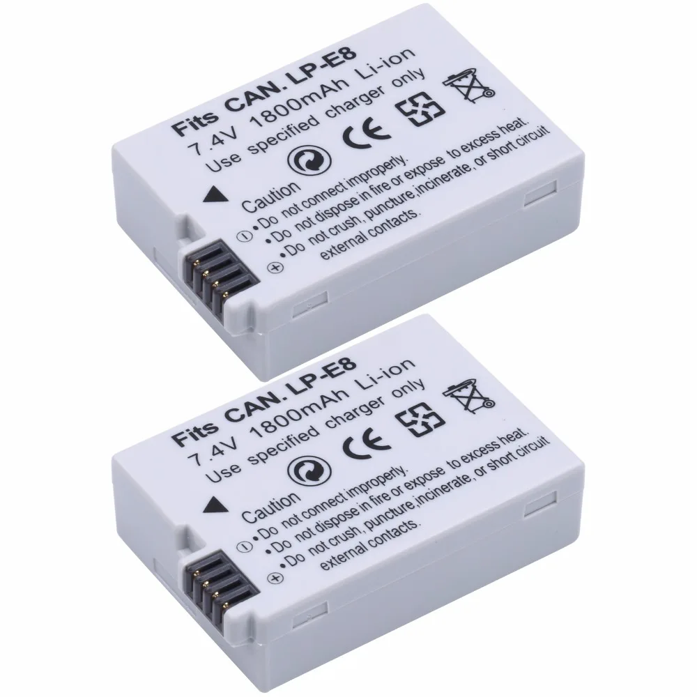 2 шт. PROBTY 1800 мАч LP E8 LPE8 батарея для Canon EOS Rebel T2i T3i T4i T5i 550D 600D 650D 700D DSLR цифровая