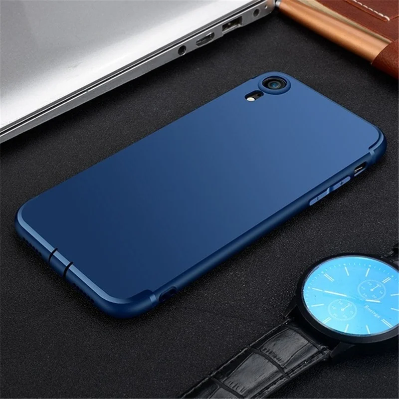 Тёмно-синий Тонкий мягкий матовый Силиконовый из ТПУ чехол для Iphone 11 Pro Xs Max X Xr 6 6s 7 8 Plus защитный чехол с заглушкой от пыли - Цвет: Тёмно-синий
