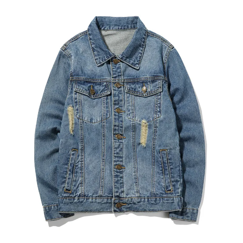 2017 новая мужская джинсовая куртка с буквенным принтом Мужская больших размеров