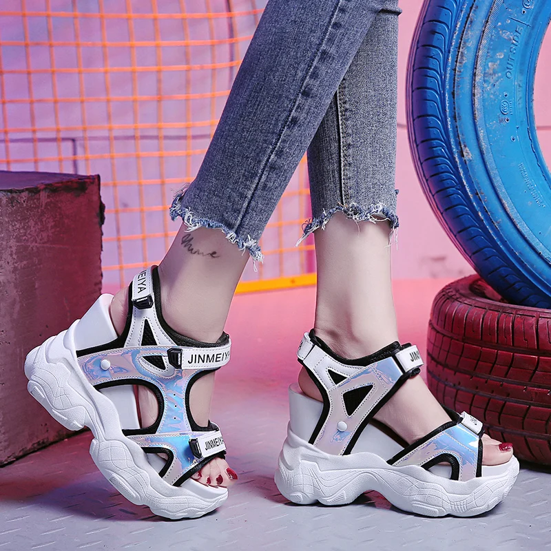 Летние Для женщин Босоножки на платформе 11 высокие каблуки Повседневное