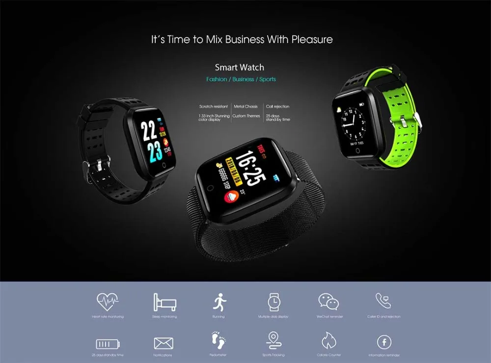 Bluetooth RH95 Смарт-часы P68 180mA Шагомер фитнес-браслет трекер пульсометр кровяное давление Для ios8.0 Android4.4