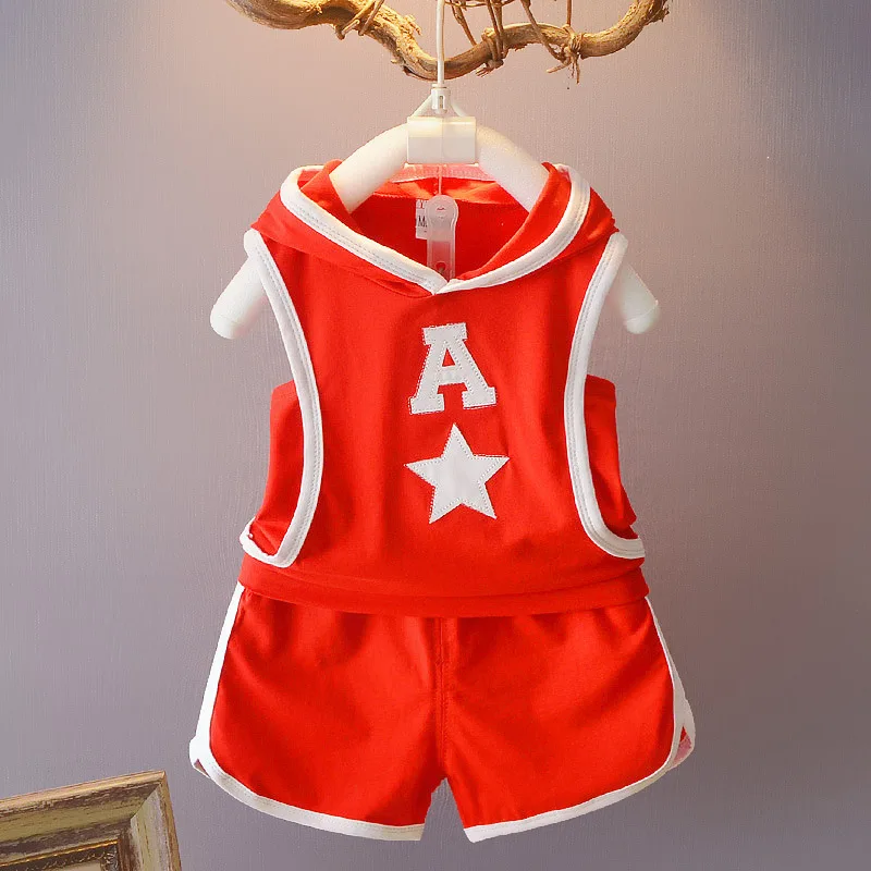 Baby Boy Summer Clothes 2018 24 Month Old Baby Girl Summer Outfits Korean Sleeveless Hooded Vest Shorts Kids Bebes Jogging Suits