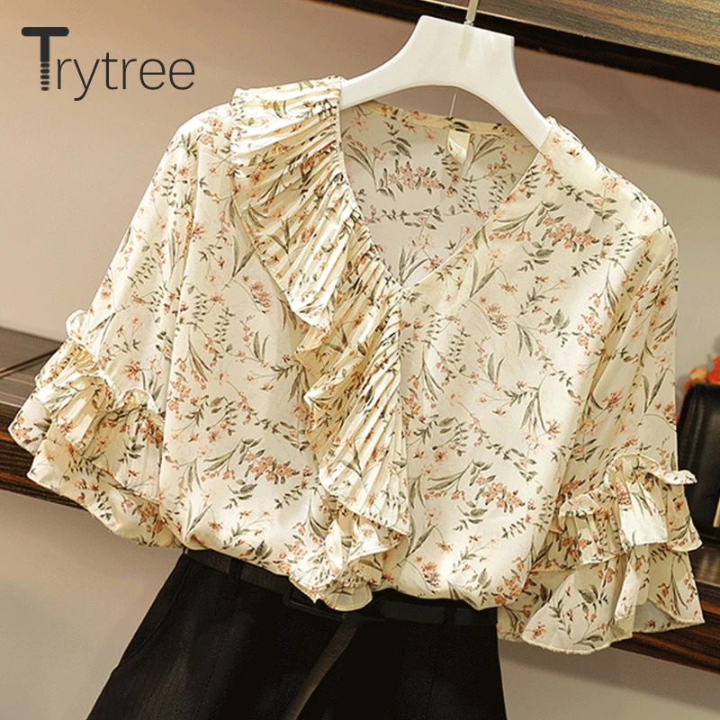 Trytree летний женский комплект из двух предметов Повседневный Принт Цветочный