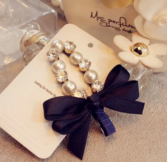 

1Pcs Fashion Women Girls Bling Headwear Crystal Rhinestone Hair Clip Barrette Hairpin Tiara Satin Ribbon Bow Hair Accessories